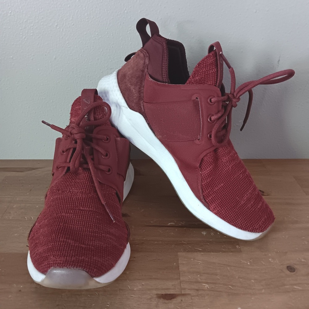 Reebok Zoku Runner Shoes Womens 6.5 Burgundy BS8214 Knit Suede Sneaker